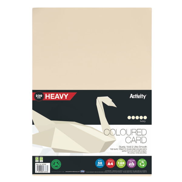 A4 220gsm Card Ivory or White 50 Sheets
