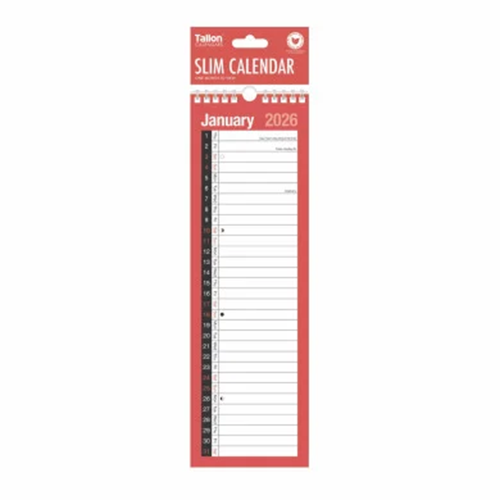 2026 Red and Black Slim Engagement Calendar