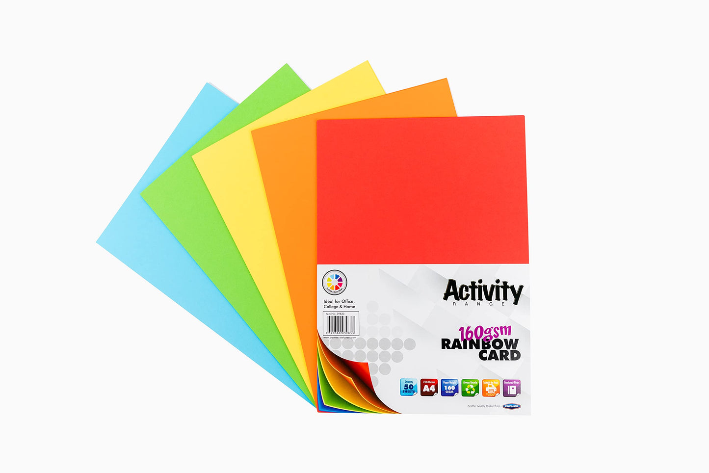 Premier Stationery S4539819 A3 160 gsm Activity Card - Rainbow (Pack of 50 Sheets)