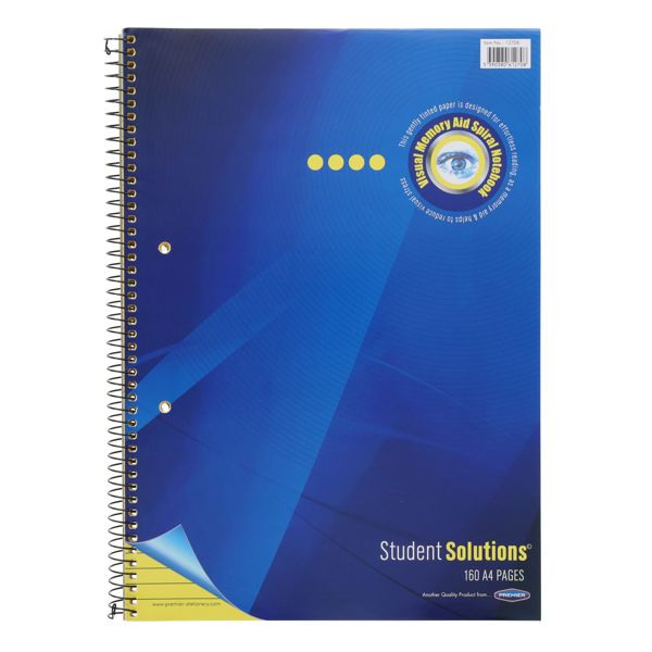 A4 Student Solutions Spiral Bound Visual Memory Pad - Yellow