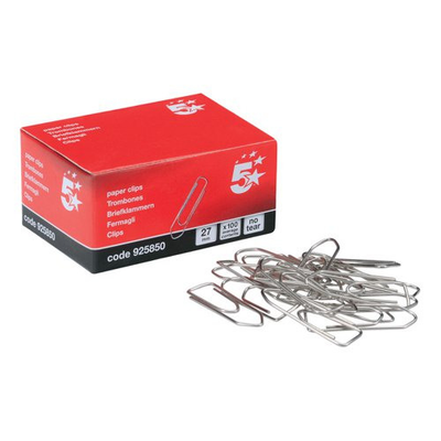 100 27mm No Tear Steel Paper Clips