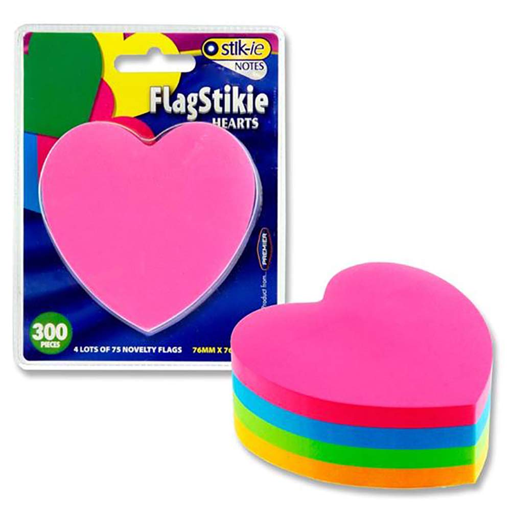 Premier Stationery Stik-ie Heart Shaped Sticky Notes 300 Sheets