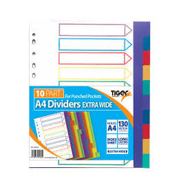 A4 Extra Wide 10 Part Subject Dividers
