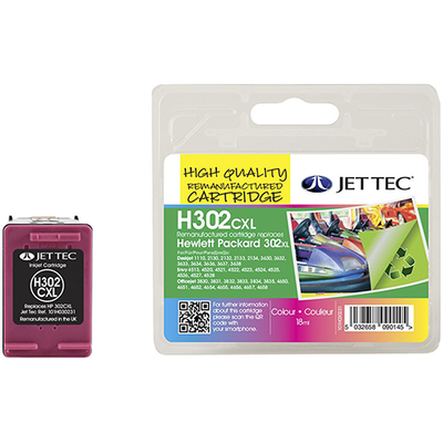 Jet Tec Hewlett Packard 302XL Black or Colour