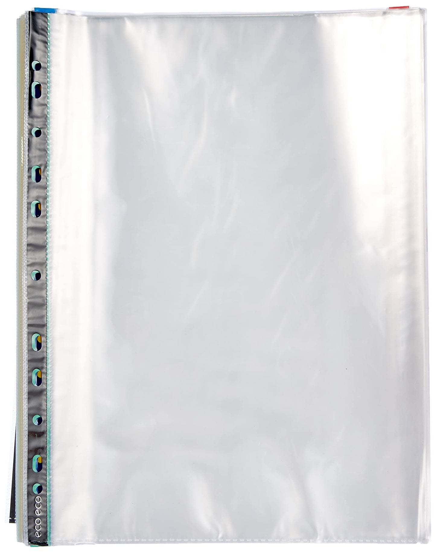 eco-eco eco093 A4 100% Recycled Coloured Spine Punched Pockets Glass Clear 100 x 45 micron