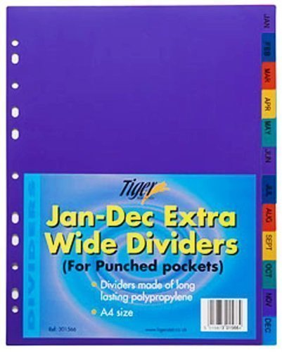 Tiger Extra Wide A4 Dividers Jan-Dec Index