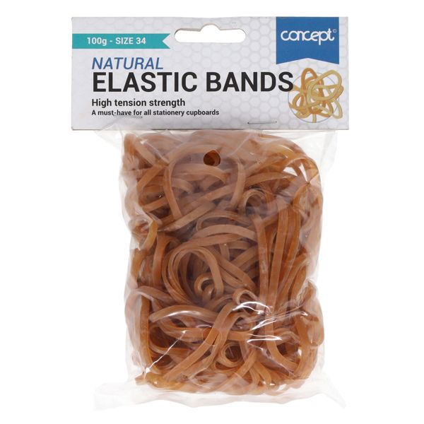 100g Bag of Assorted Elastic Rubber Bands Multi Coloured in Resealable Bag