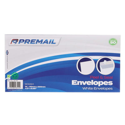50 x White DL Peel and Seal Envelopes