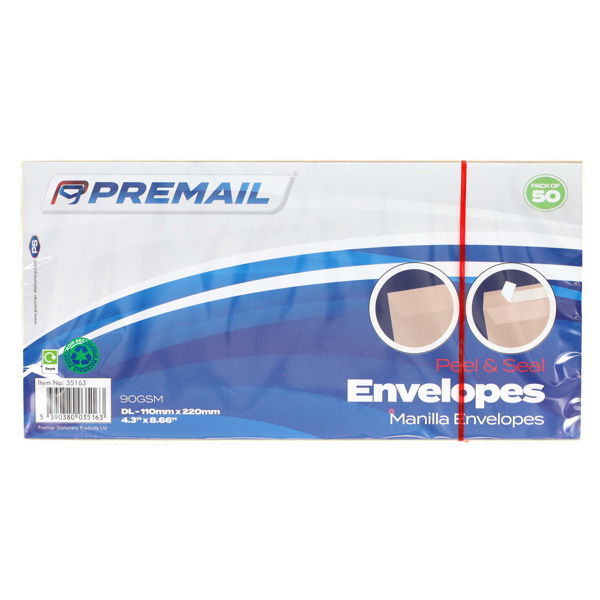 50 x Manilla DL Peel and Seal Envelopes
