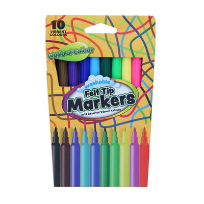 World of Colour 10 Washable Felt Tip Pens