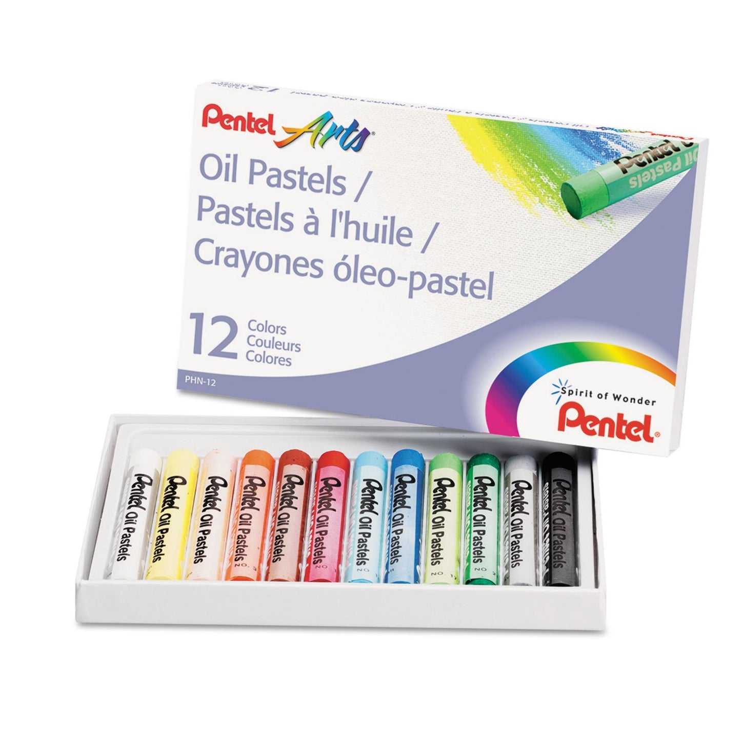 Pentel arts oil pastels - set of 12 assorted colours