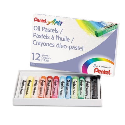 Pentel arts oil pastels - set of 12 assorted colours