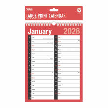 2026 Red and Black Large Print Calendar