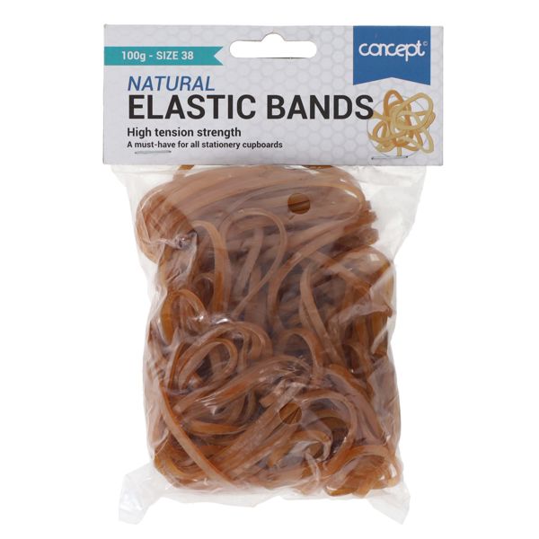 100g Bag of Assorted Elastic Rubber Bands Multi Coloured in Resealable Bag