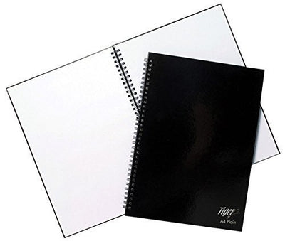 Tiger Hardback A4 Plain 80gsm 60 Sheets Twin Wiro Notebook Sketch Pad