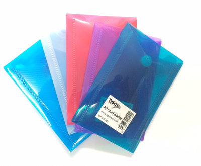 Tiger A7 Coloured Document Stud Wallets Pack of 5