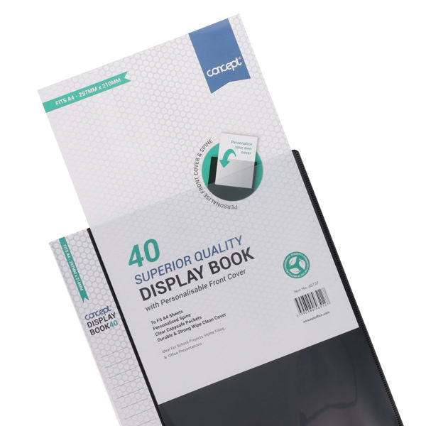 A4 40 Pocket Presentation Display Book - Black