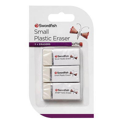 Swordfish 3 Pack of Small Plastic Erasers
