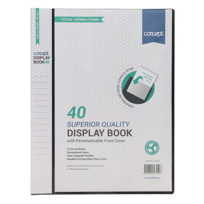 A4 40 Pocket Presentation Display Book - Black