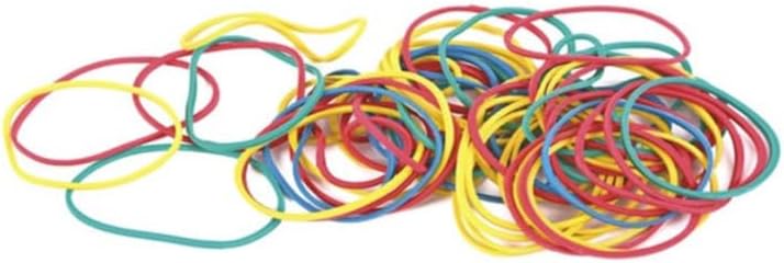 100g Bag of Assorted Elastic Rubber Bands Multi Coloured in Resealable Bag