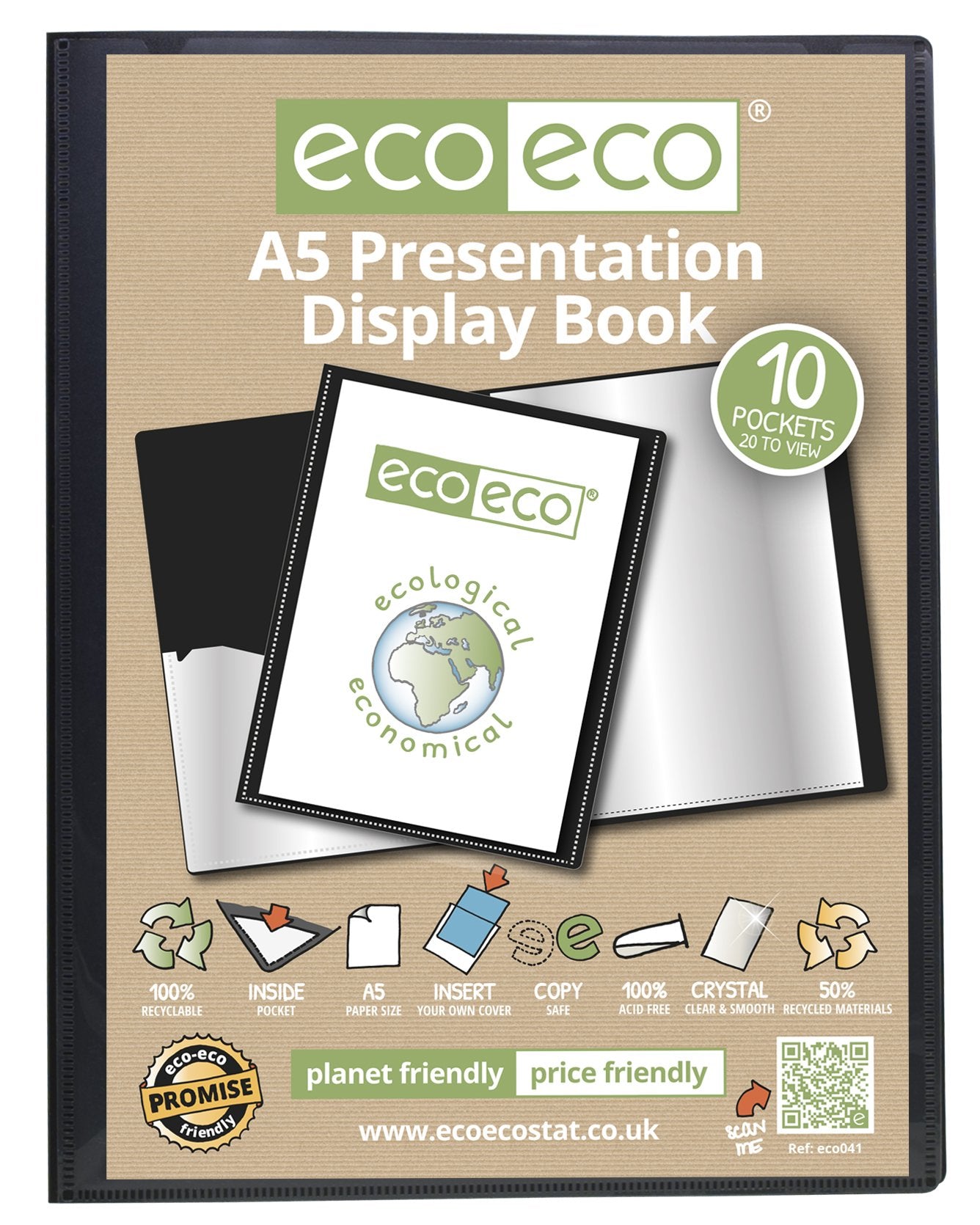 eco-eco A5 50% Recycled 10 Pocket Presentation Display Book