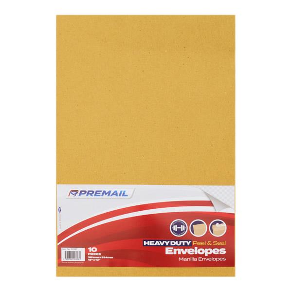 10 x Heavy Duty 15"x10" Manila Peel and Seal Envelopes