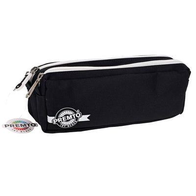 Premtone 3 Section Fabric Pencil Case - Black, Pink or Blue