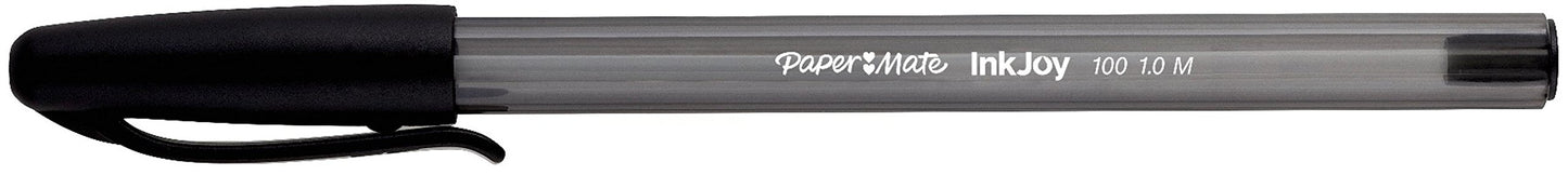 PaperMate InkJoy 100 CAP Capped Ball Pen 1.0mm Medium Tip Black Pack of 8