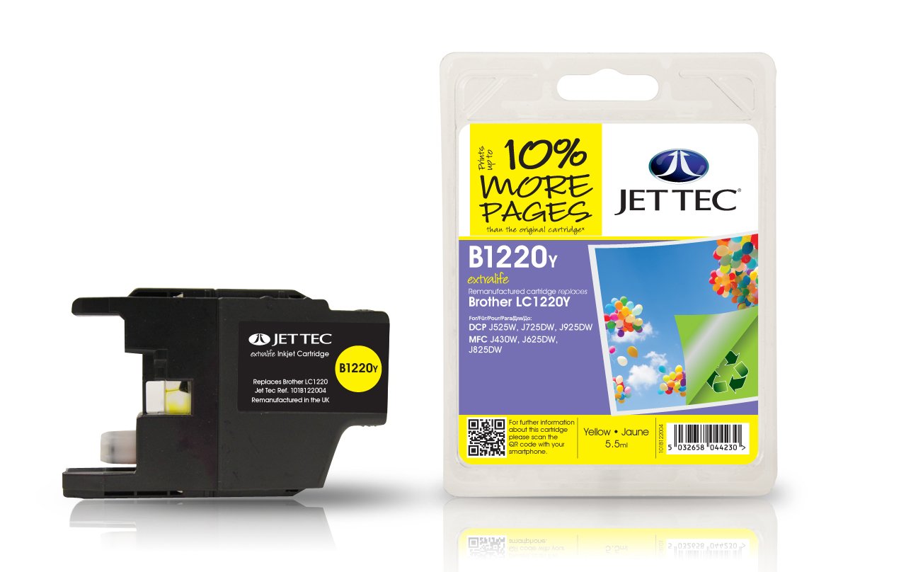 Jet Tec Compatible Ink Cartridge for Brother LC1220 - Yellow