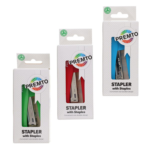 Premto Stapler with Staples - 3 Colour Choice
