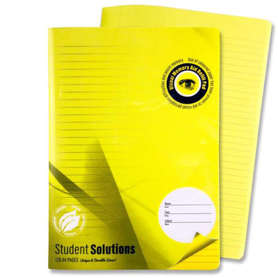 A4 Student Solutions Visual Aid Manuscript Book Yellow with Plastic Cover