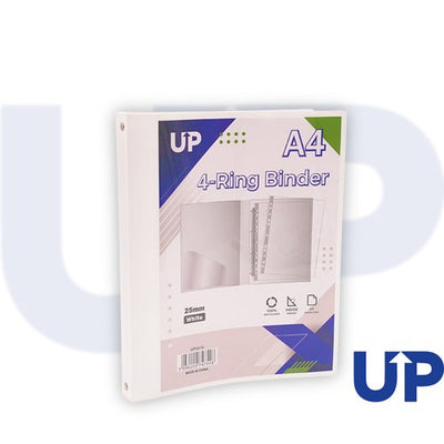 White 4 Ring Binder - 25mm