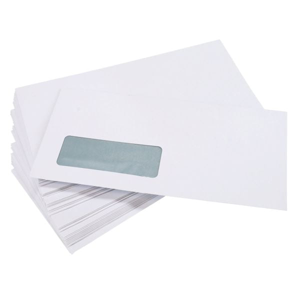 50 x White Window DL Peel and Seal Envelopes