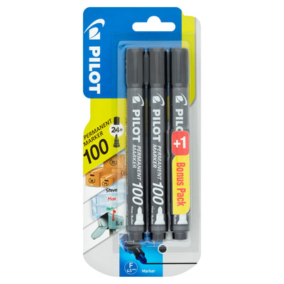 Pilot SCA 100 Black Permanent Markers Bullet Point - 2 plus 1 Free Bonus Pack - Part of Buy 2 Get One Free Promotion
