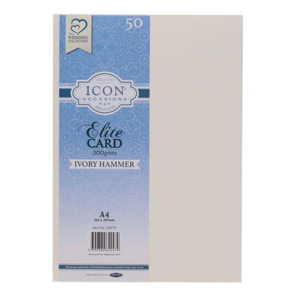 Icon A4 300gsm Hammer Effect 50 Sheets White Card