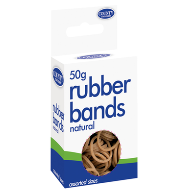 50g Box Mixed Sizes Elastic Bands