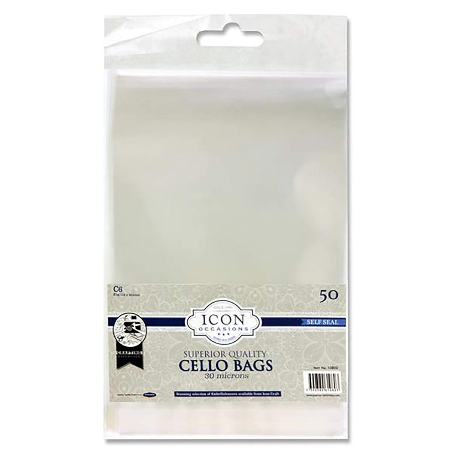 Icon Self Seal C6 Cello Card Bags Pack of 50