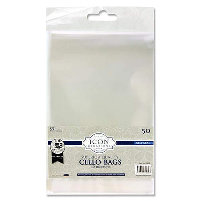 Icon Self Seal C6 Cello Card Bags Pack of 50