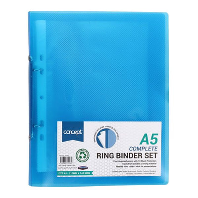 A5 Slim Ring Binder with 10 x A5 Punched Pockets