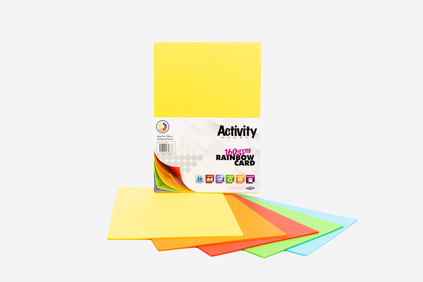 Premier Stationery S4539819 A3 160 gsm Activity Card - Rainbow (Pack of 50 Sheets)