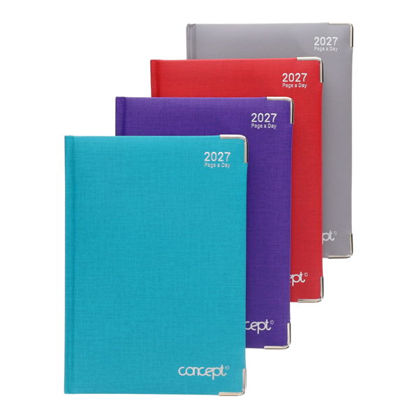 2027 A5 Day Per page Diary - Assorted Colours