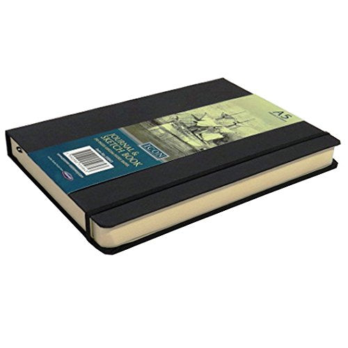 A5 Icon Journal and Sketch Book - Black - 192 Pages, 120gsm Ivory Paper