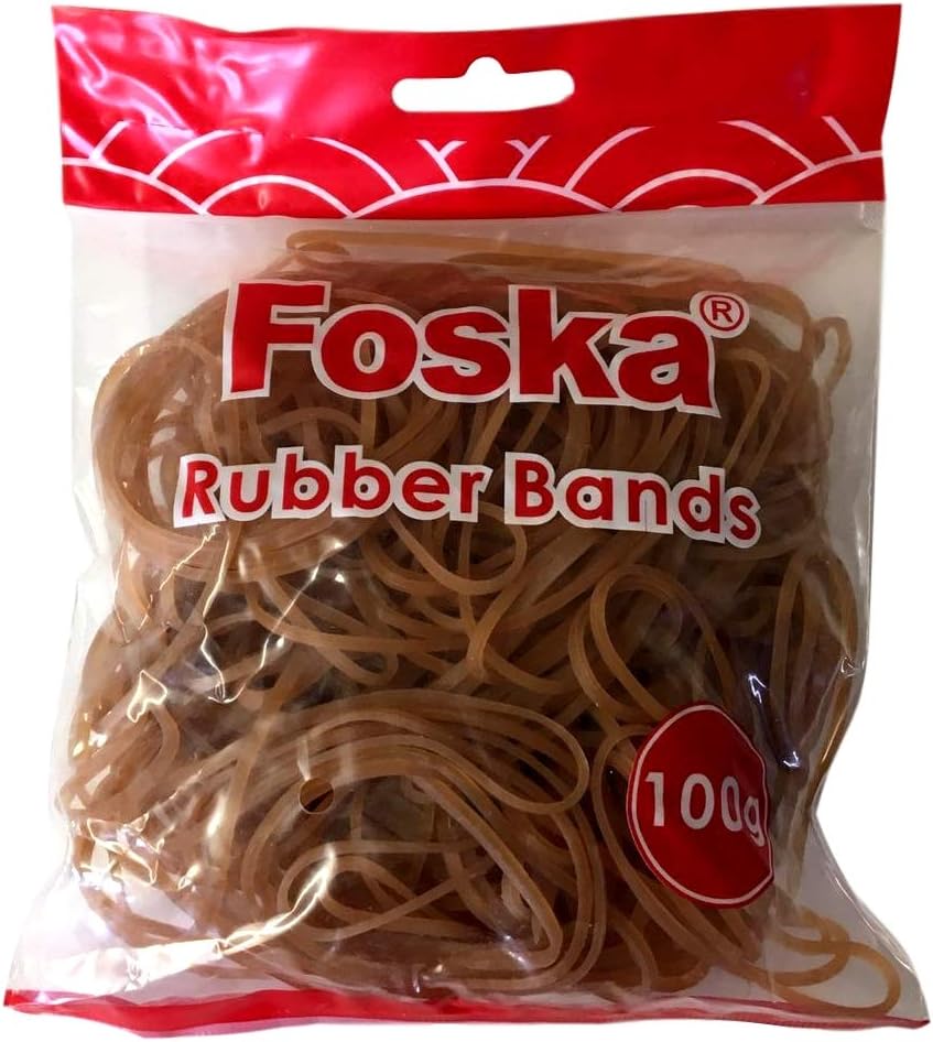 100g Bag of Assorted Natural Elastic Rubber Bands in Resealable Bag