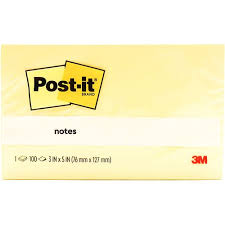 Post-It Yellow Sticky Notes 76mmx127mm