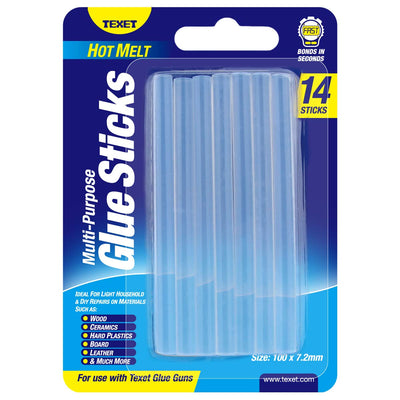 Texet Hot Melt Glue Sticks | Pack of 14 Sticks | Ideal for Household Repairs & Craft | Odourless and Non-Toxic