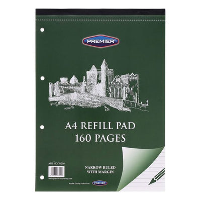 Concept Office 160 Pages Narrow Lined with Margin A4 White Refill Pad