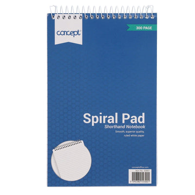 LPC DIRECT Spiral Bound Shorthand Notebook 300 Pages (150 Sheets) White Ruled Paper