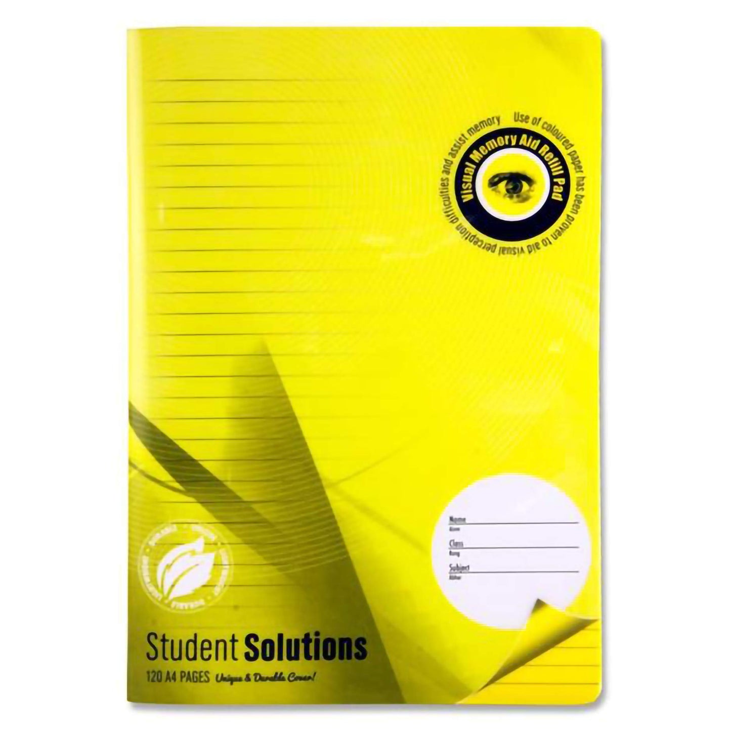 A4 Student Solutions Visual Aid Manuscript Book Yellow with Plastic Cover