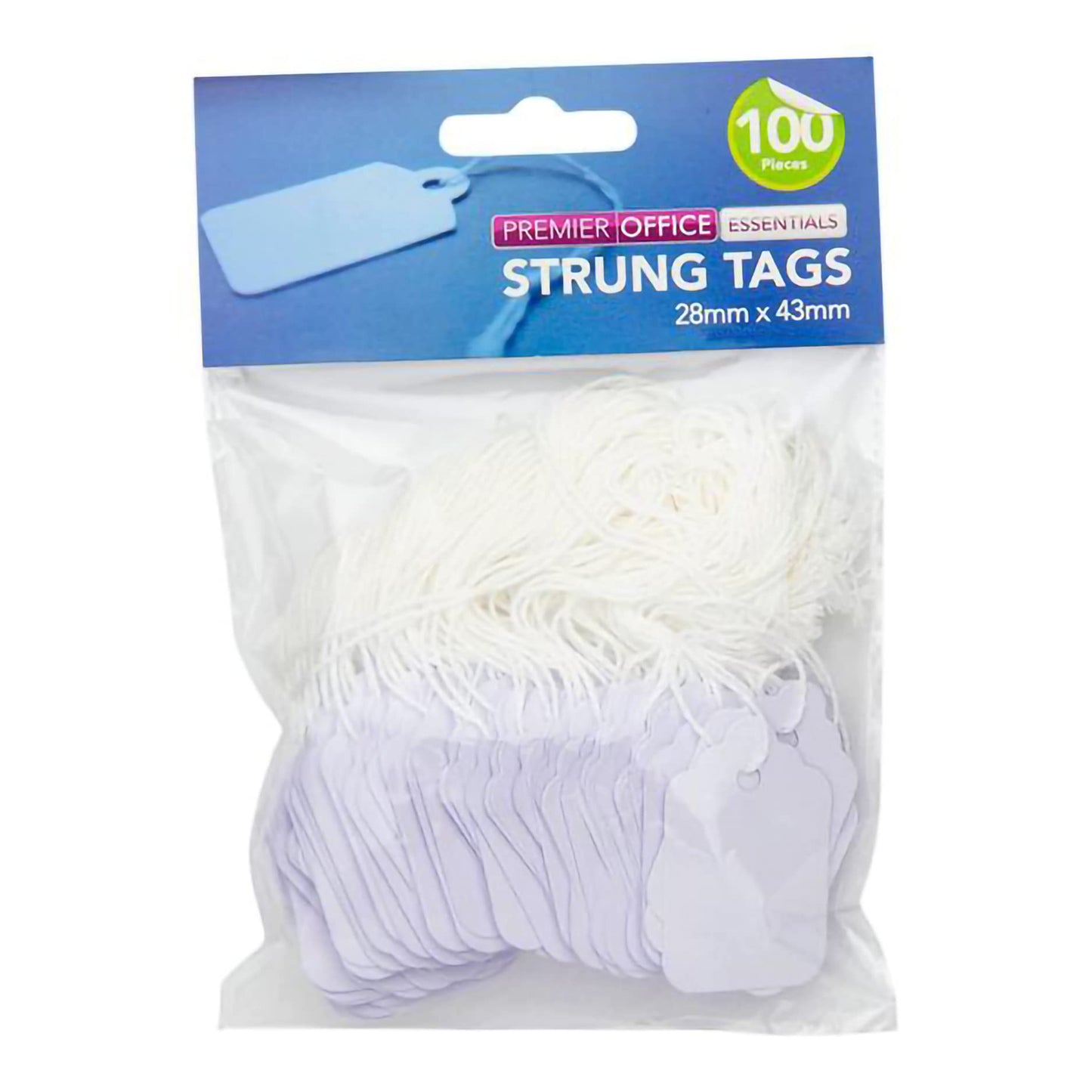 Strung Tag 28 x 43 mm - White (Pack of 100)