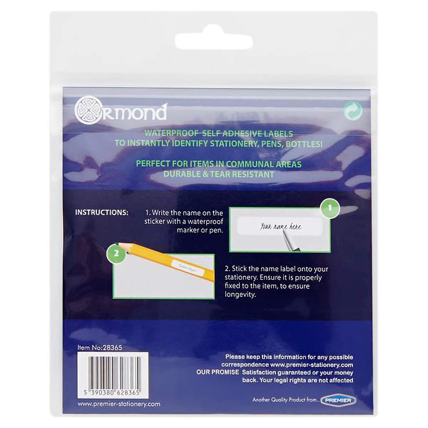 Premier Stationery Waterproof Self Adhesive Stationery Labels. 45 x 12mm. Pack of 36.